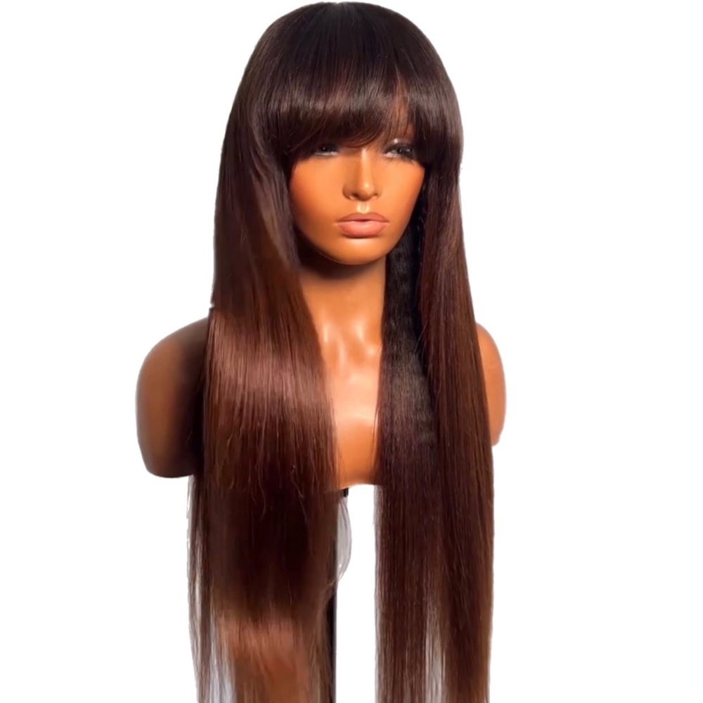 28” Yaki Straight Ombre Human Hair Bang Wig